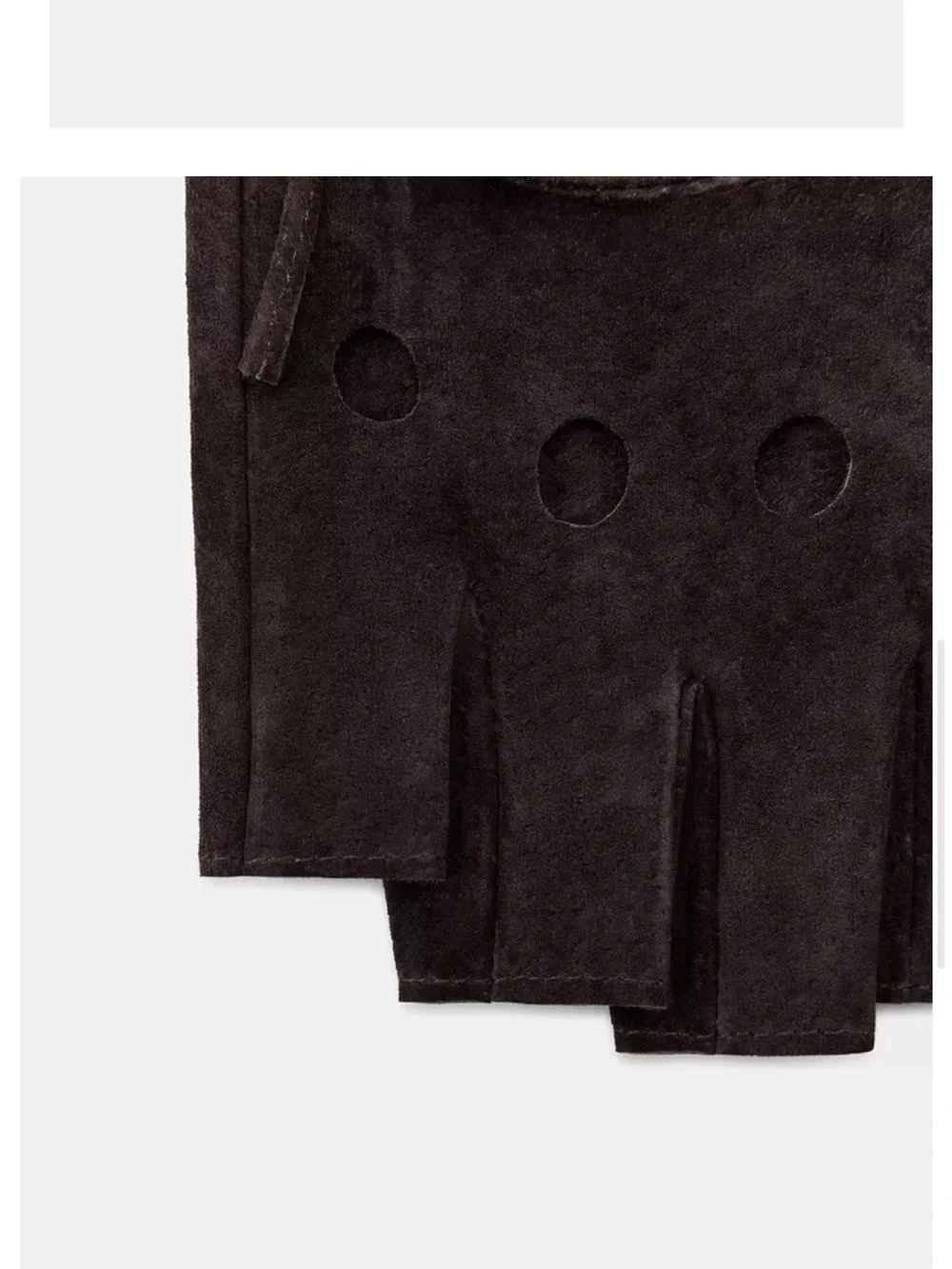NWT Zara Suede Leather Gloves Fingerless Brown M Retro Classic Y2K